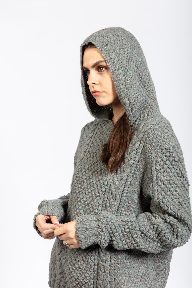 Aran Hoodie Handknit in Merino for Men