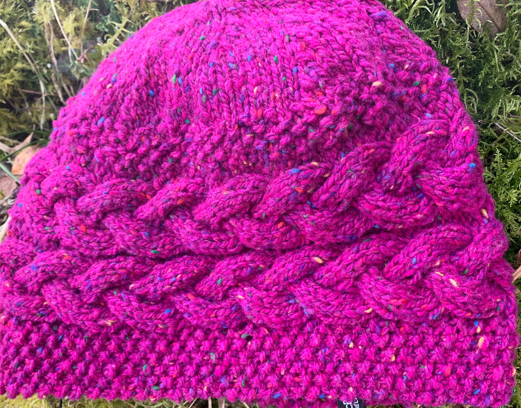 Donegal Cabled Kate hat hand knit in Wool