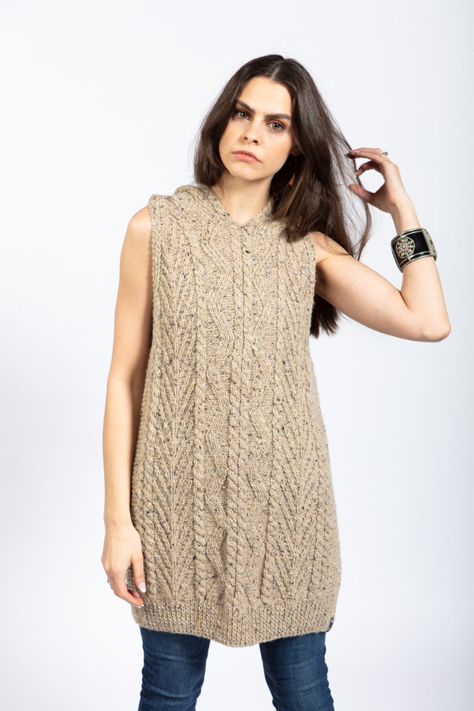 Hooded Tweed Knit Tunic Dress in Love Stitches