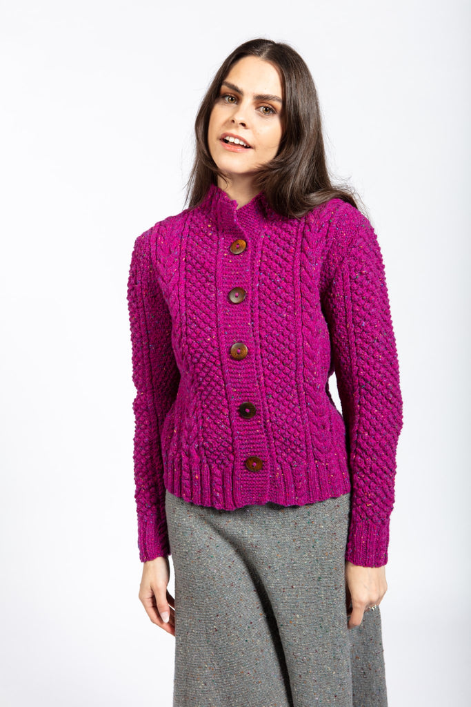 Eve Aran Cardigan in soft merino with great shape
