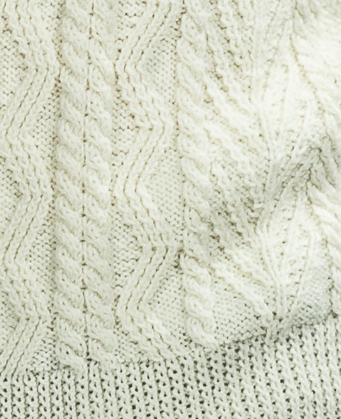 Aran Family and Love Pattern in Milk White Handknit