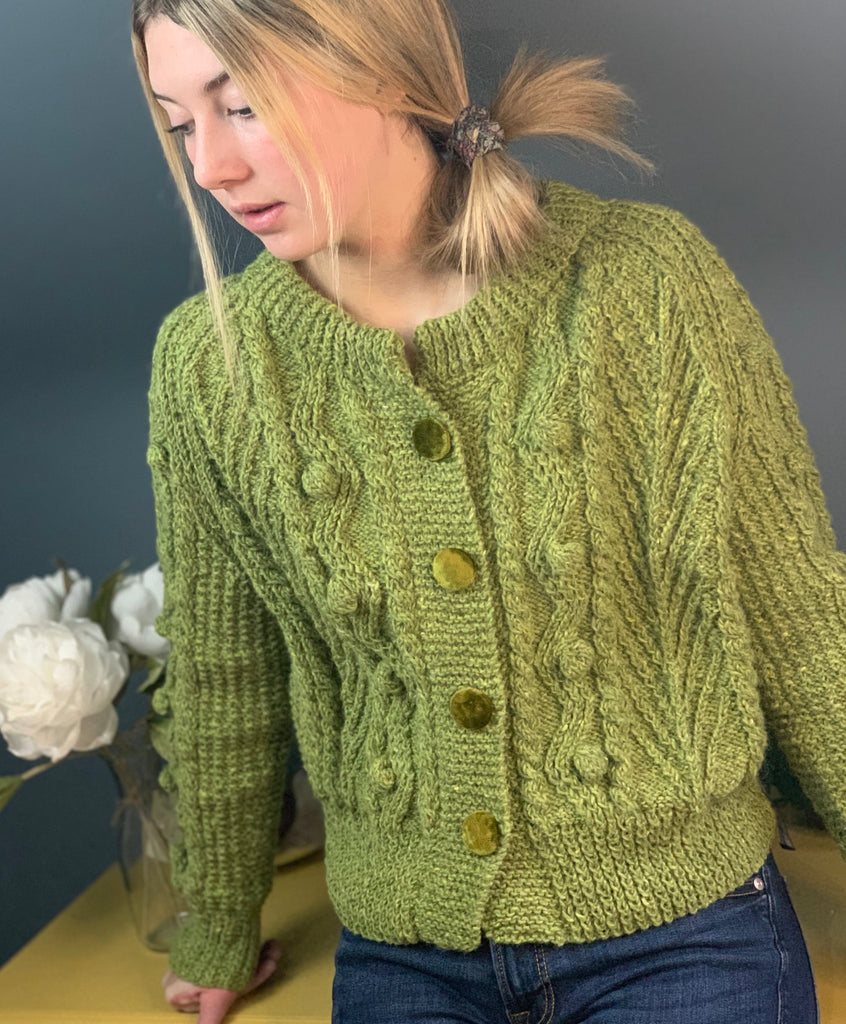 Tweed Stardigan Hand Knit Aran Short Cardigan