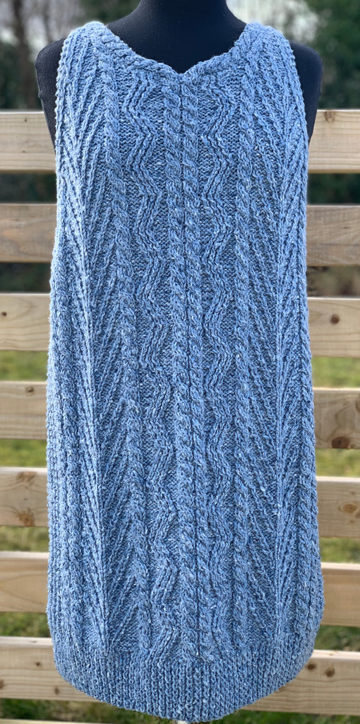 Love Stitch Knit Sleeveless Tunic in SKY